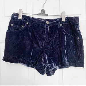 Free People Blue Velvet Shorts